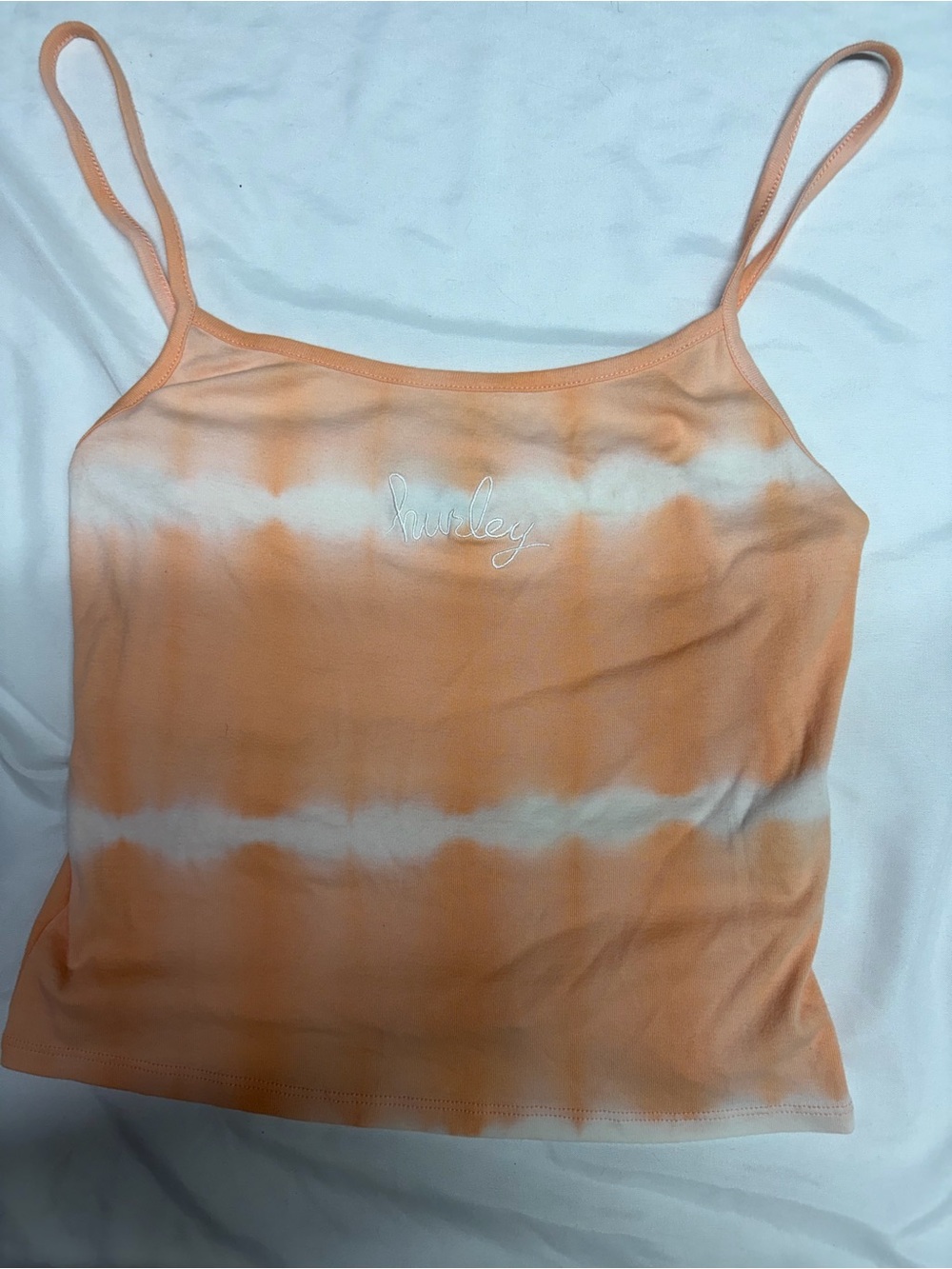 Hurley Peach and White Tie-Dye Cropped Cami